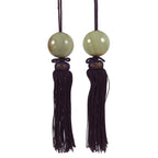 Japanese Agate Stone Hanging Scroll Weights Fuchin Kakejiku Purple Tassel FC366