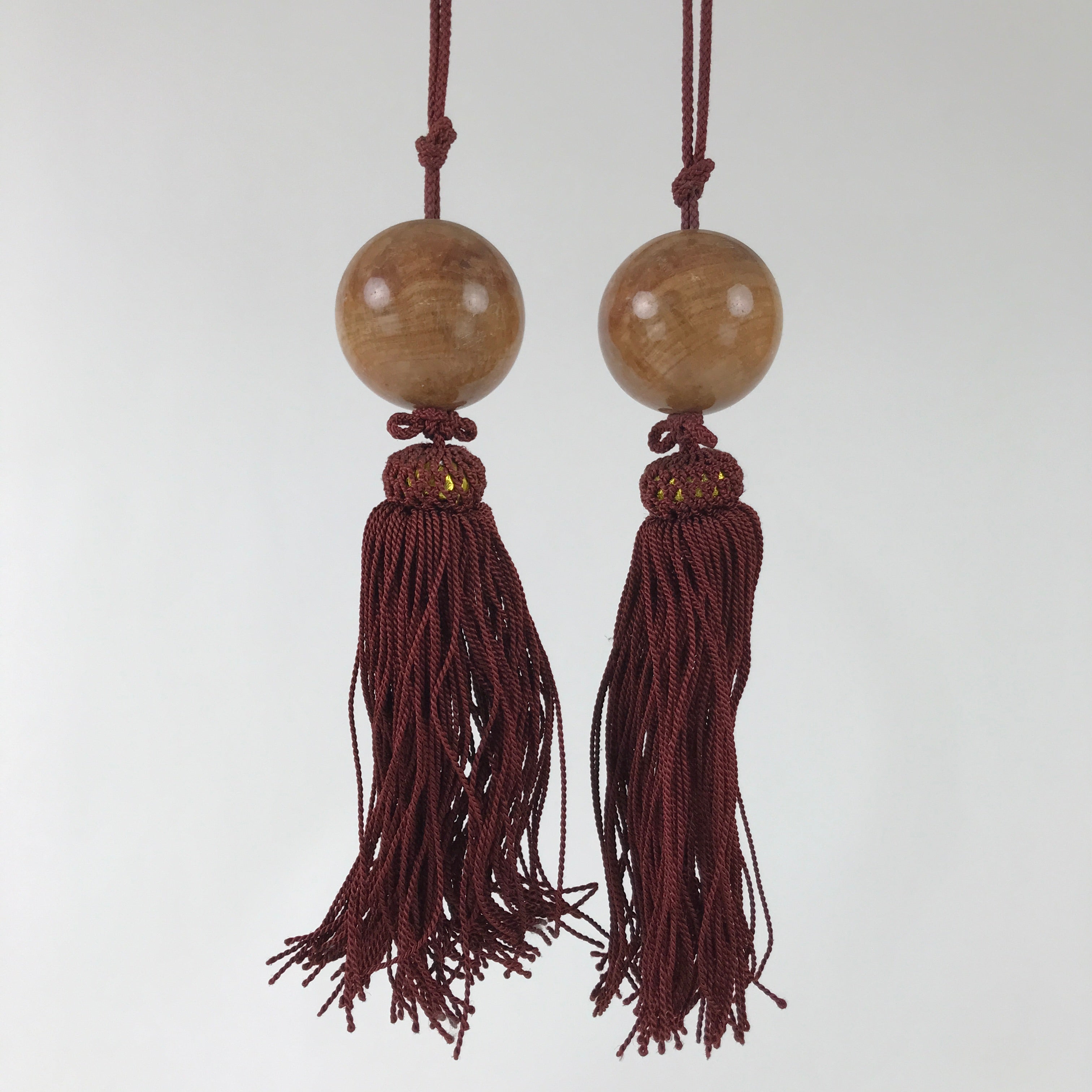 Japanese Agate Stone Hanging Scroll Weights Fuchin Kakejiku Red Tassel FC354