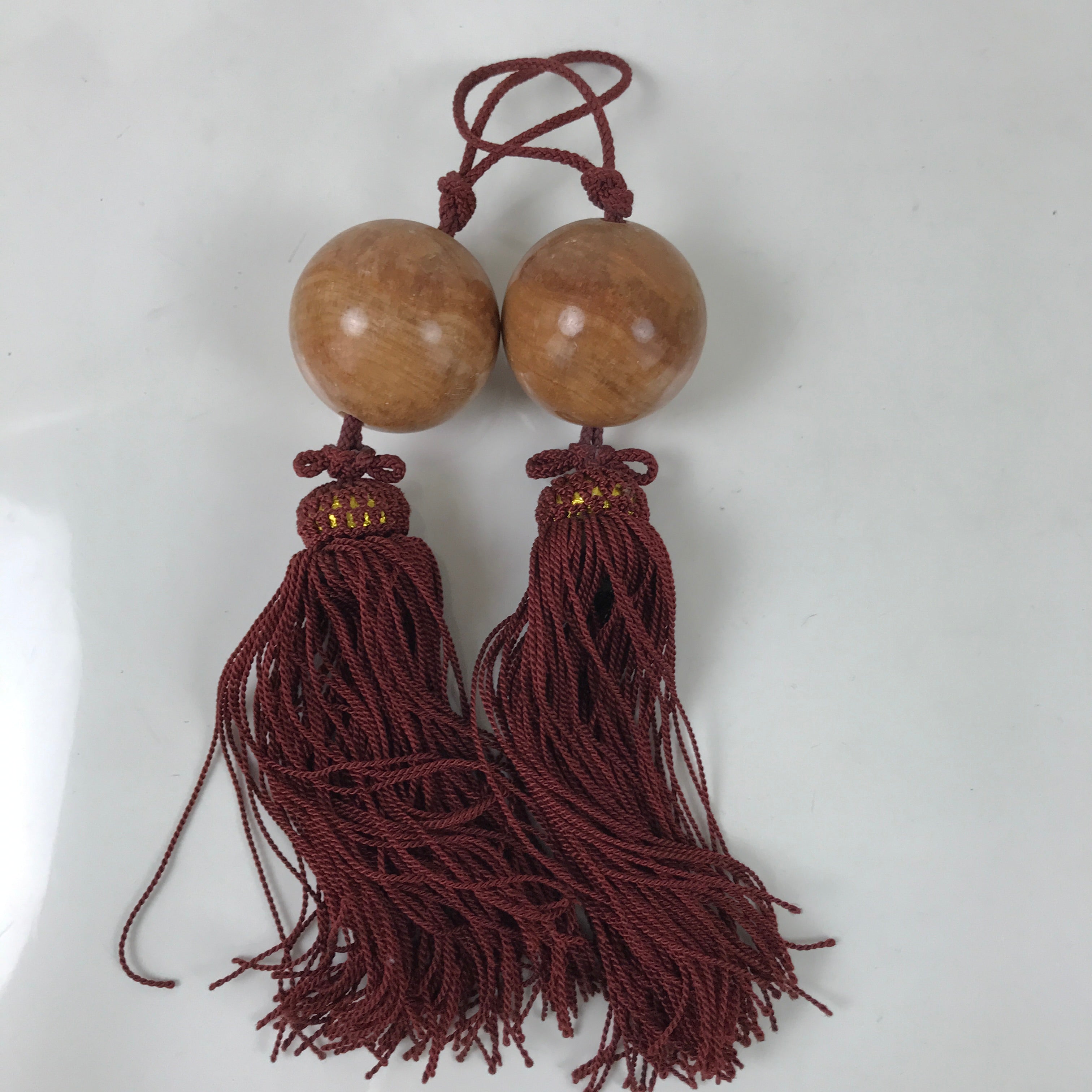 Japanese Agate Stone Hanging Scroll Weights Fuchin Kakejiku Red Tassel FC354