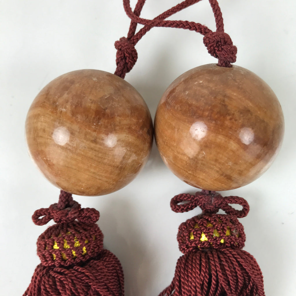 Japanese Agate Stone Hanging Scroll Weights Fuchin Kakejiku Red Tassel FC354