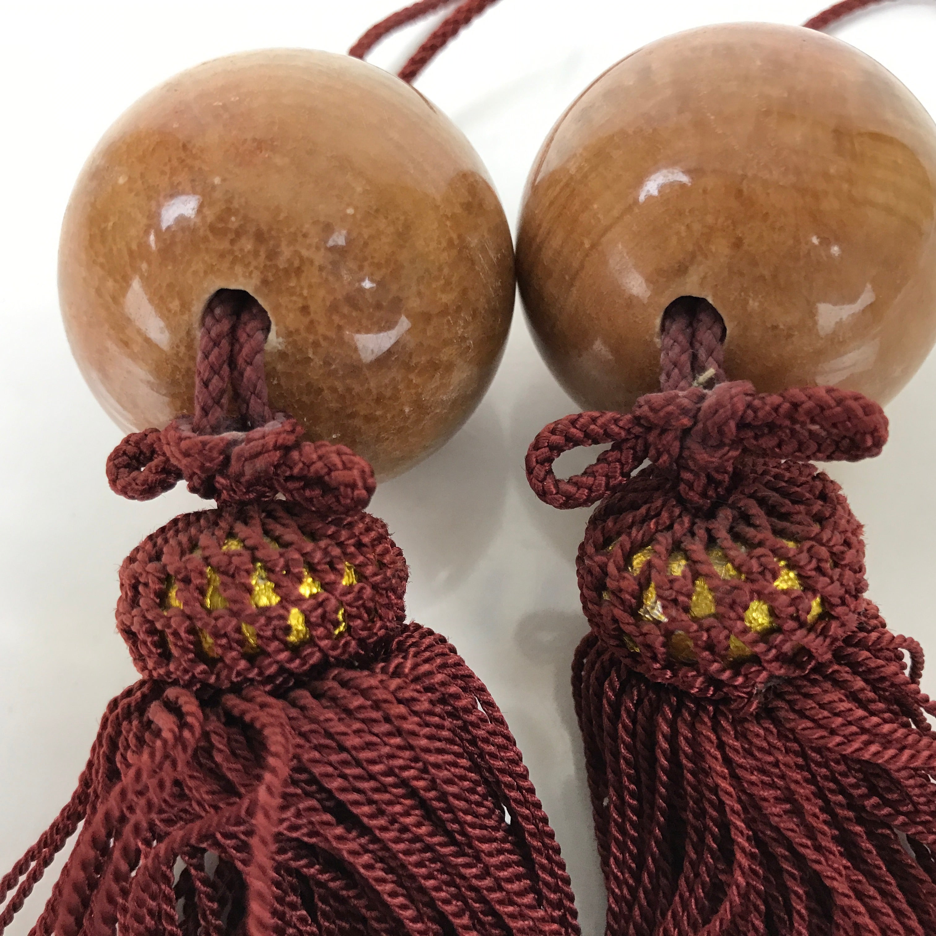 Japanese Agate Stone Hanging Scroll Weights Fuchin Kakejiku Red Tassel FC354
