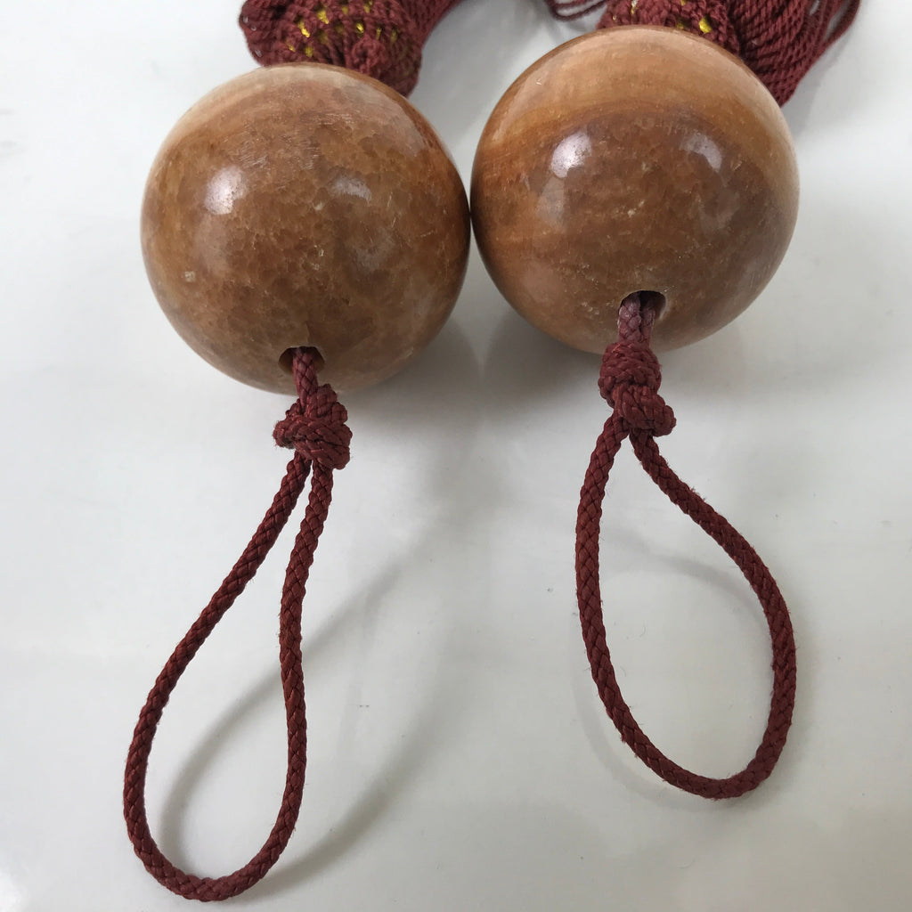 Japanese Agate Stone Hanging Scroll Weights Fuchin Kakejiku Red Tassel FC354