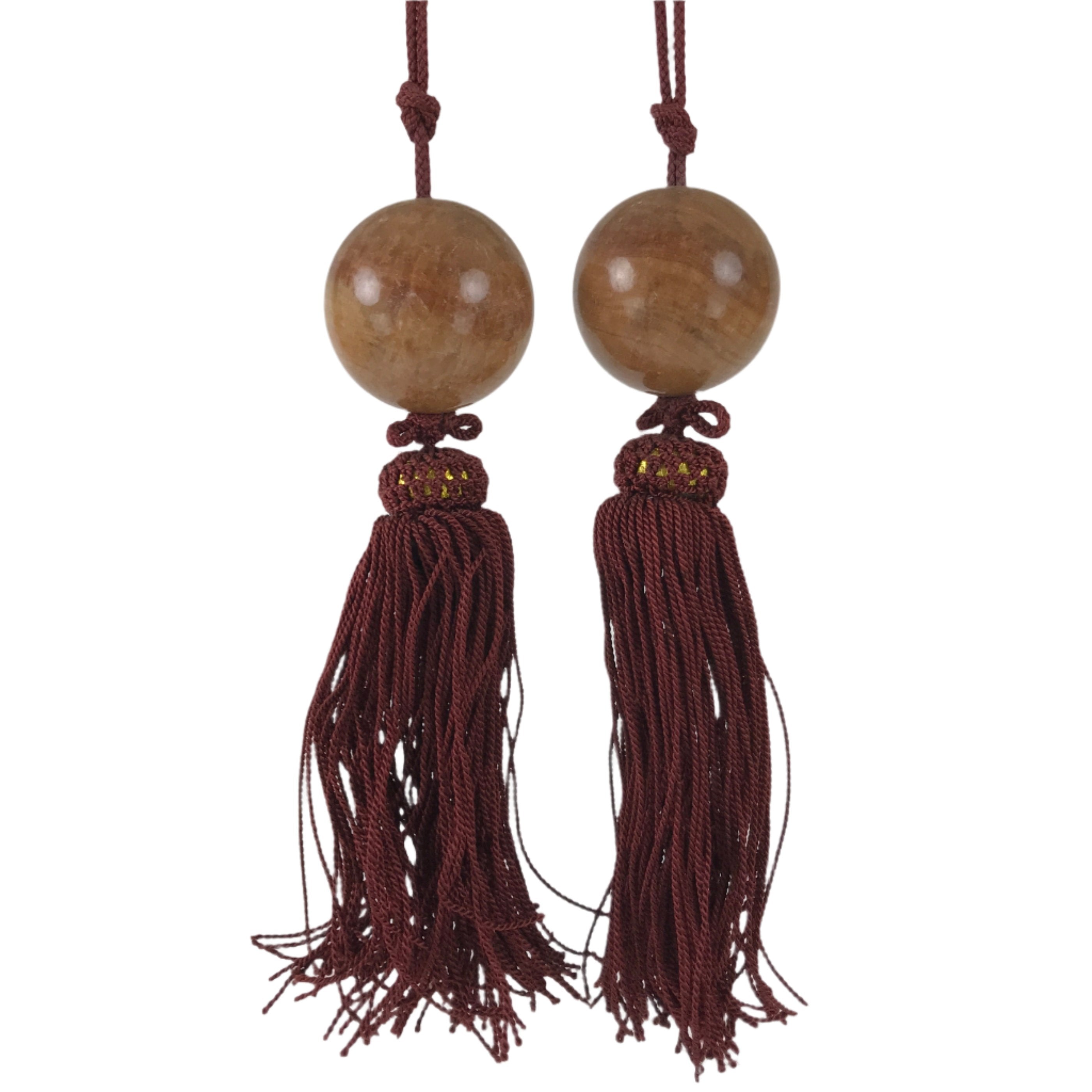 Japanese Agate Stone Hanging Scroll Weights Fuchin Kakejiku Red Tassel FC354