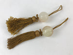 Japanese Agate Stone Hanging Scroll Weights Fuchin Kakejiku Yellow Tassel FC320