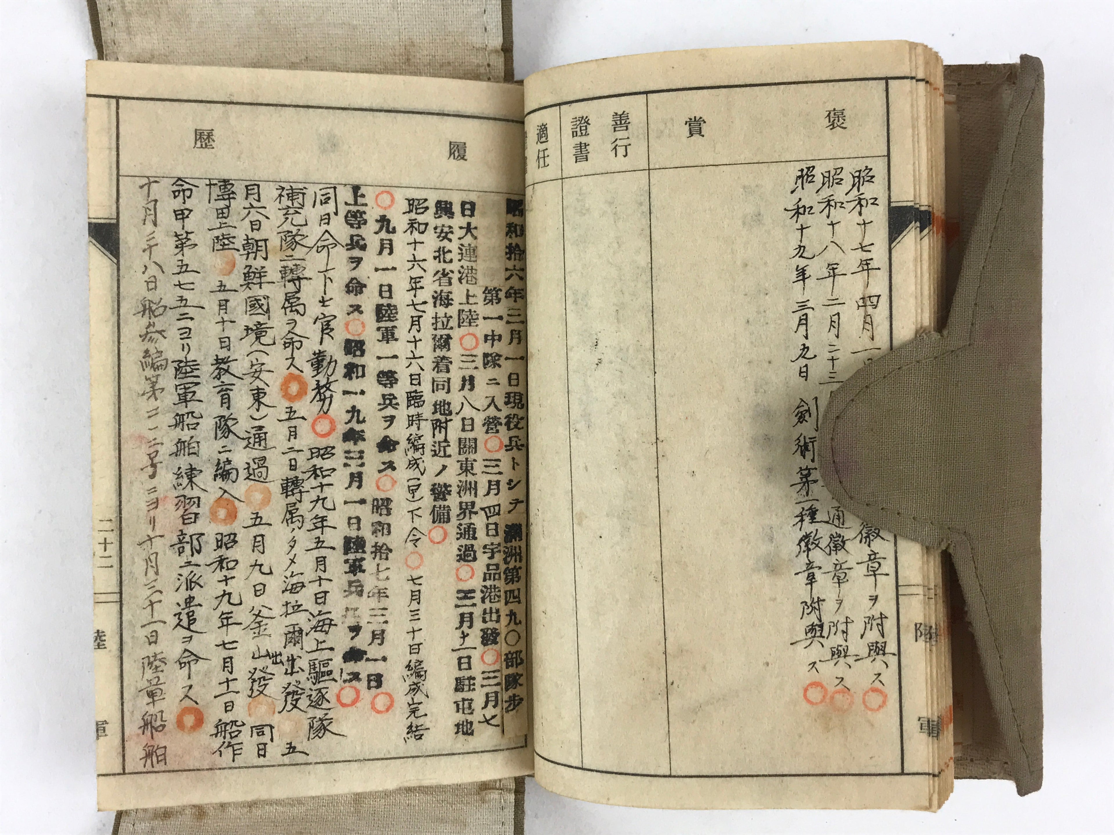 Japanese Antique 1920 Military Guidelines Personal Notebook Fabric Cover JK564