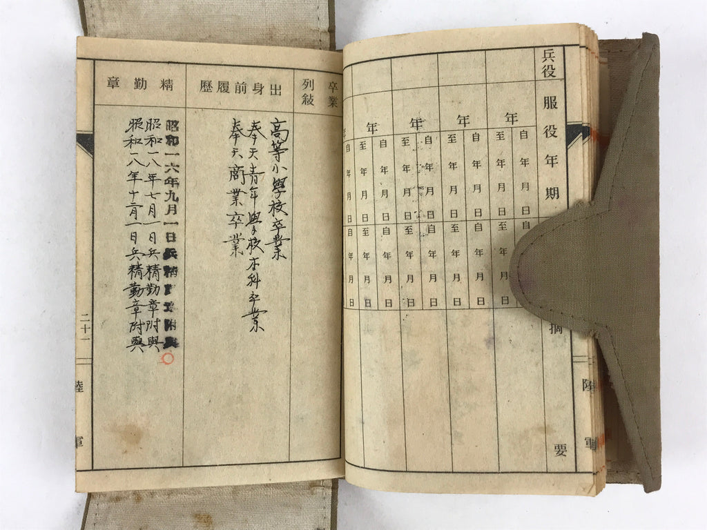 Japanese Antique 1920 Military Guidelines Personal Notebook Fabric Cover JK564