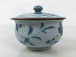 Japanese Arita Porcelain Lidded Teacup Sometsuke Flowers Blue White Yunomi TC602