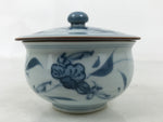 Japanese Arita Porcelain Lidded Teacup Sometsuke Flowers Blue White Yunomi TC603