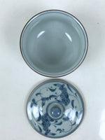 Japanese Arita Porcelain Lidded Teacup Sometsuke Flowers Blue White Yunomi TC604