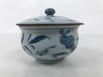 Japanese Arita Porcelain Lidded Teacup Sometsuke Flowers Blue White Yunomi TC605