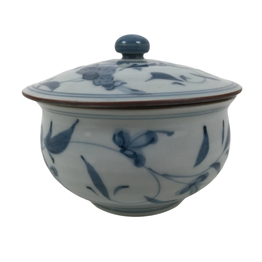 Japanese Arita Porcelain Lidded Teacup Sometsuke Flowers Blue White Yunomi TC605