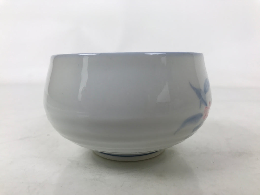 Japanese Arita Porcelain Teacup Vtg Berry Leaves Pink Blue Sencha Yunomi TC580