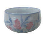 Japanese Arita Porcelain Teacup Vtg Berry Leaves Pink Blue Sencha Yunomi TC582