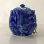 Japanese Arita Ware Ceramic Lidded Teapot Vtg Blue White Leaves W/ Strainer Y248