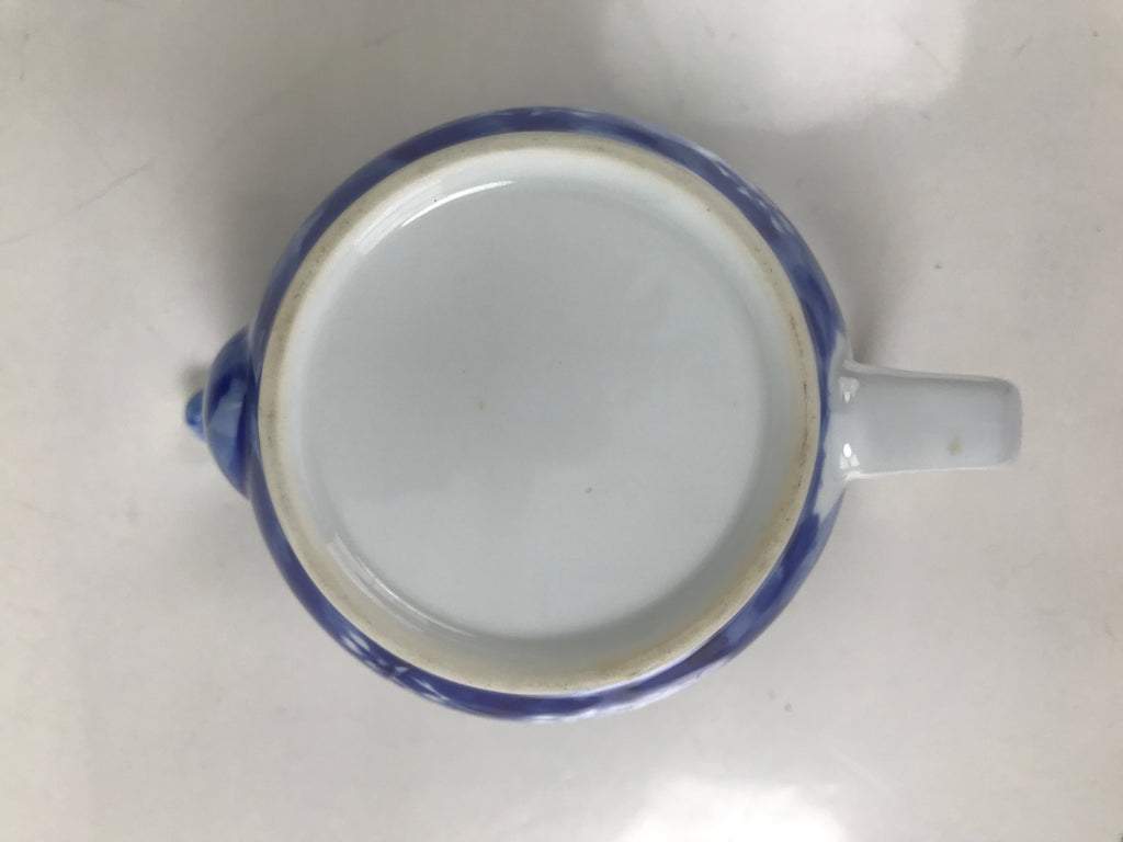 Japanese Arita Ware Ceramic Lidded Teapot Vtg Blue White Leaves W/ Strainer Y248