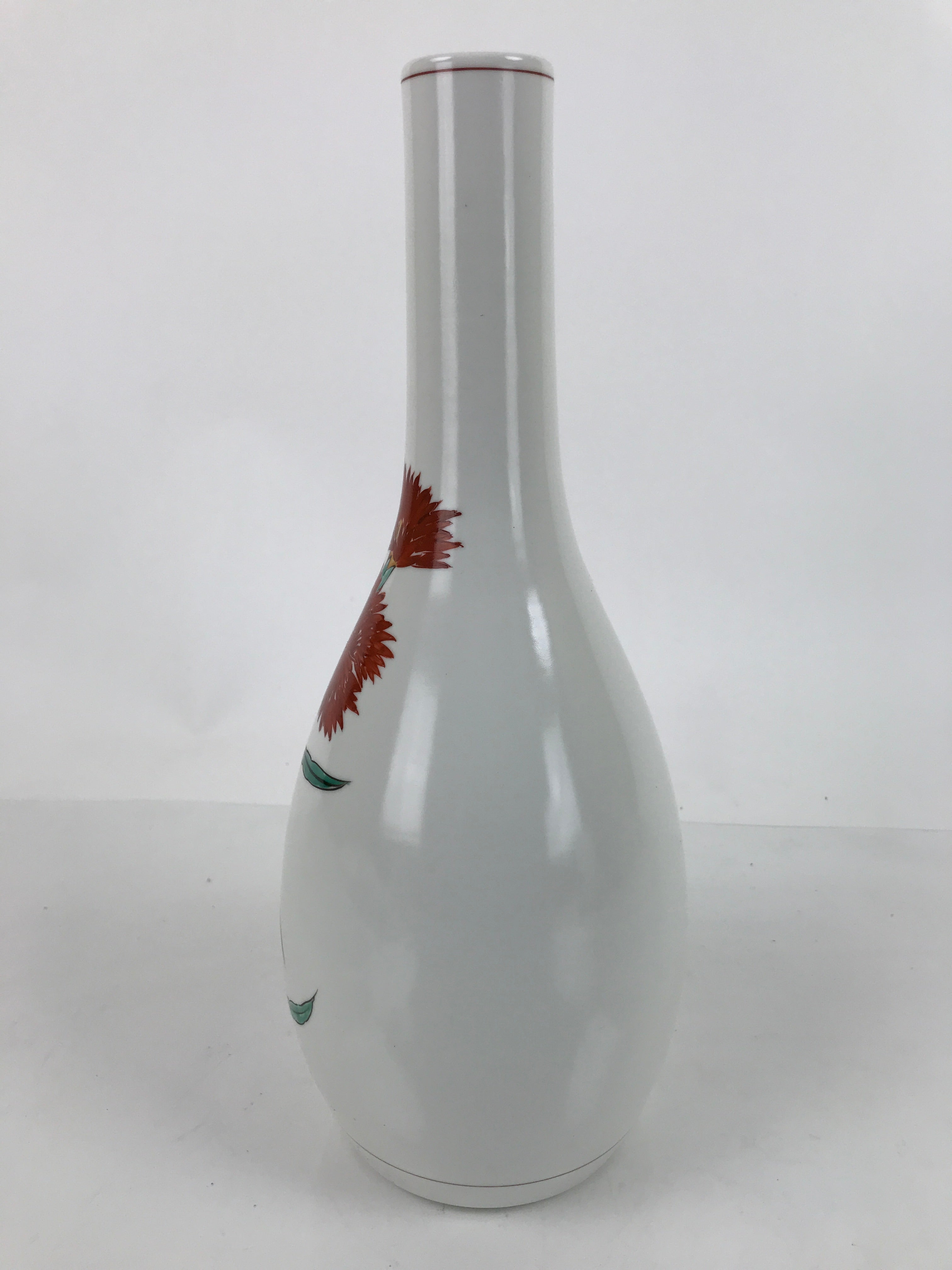 Japanese Arita Ware Porcelain Flower Vase Vtg Ikebana Kabin Flower Red Box PX724