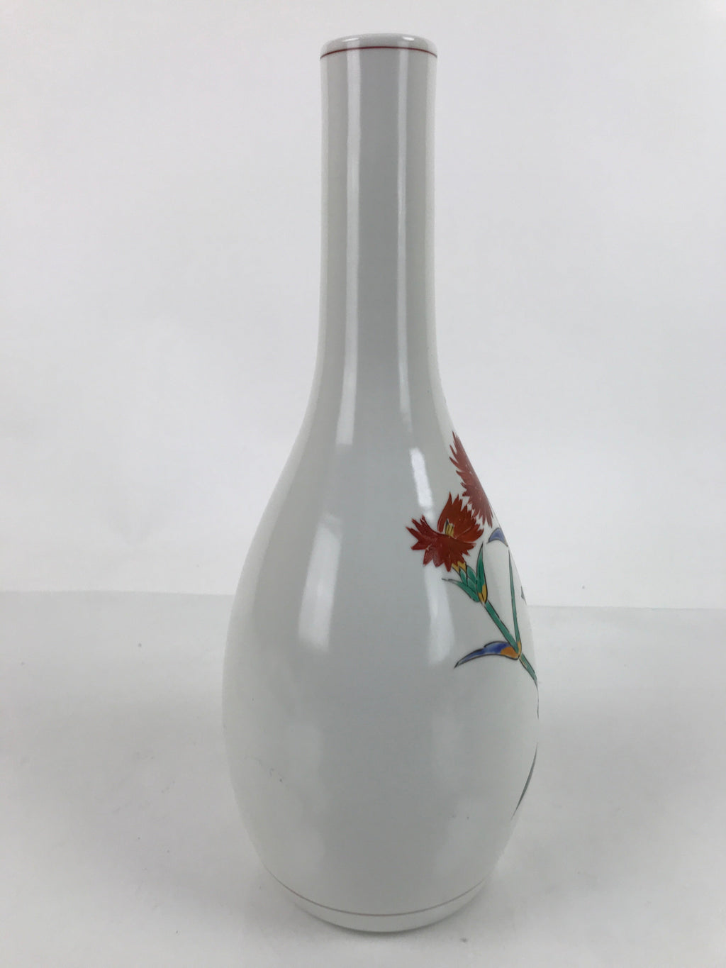Japanese Arita Ware Porcelain Flower Vase Vtg Ikebana Kabin Flower Red Box PX724