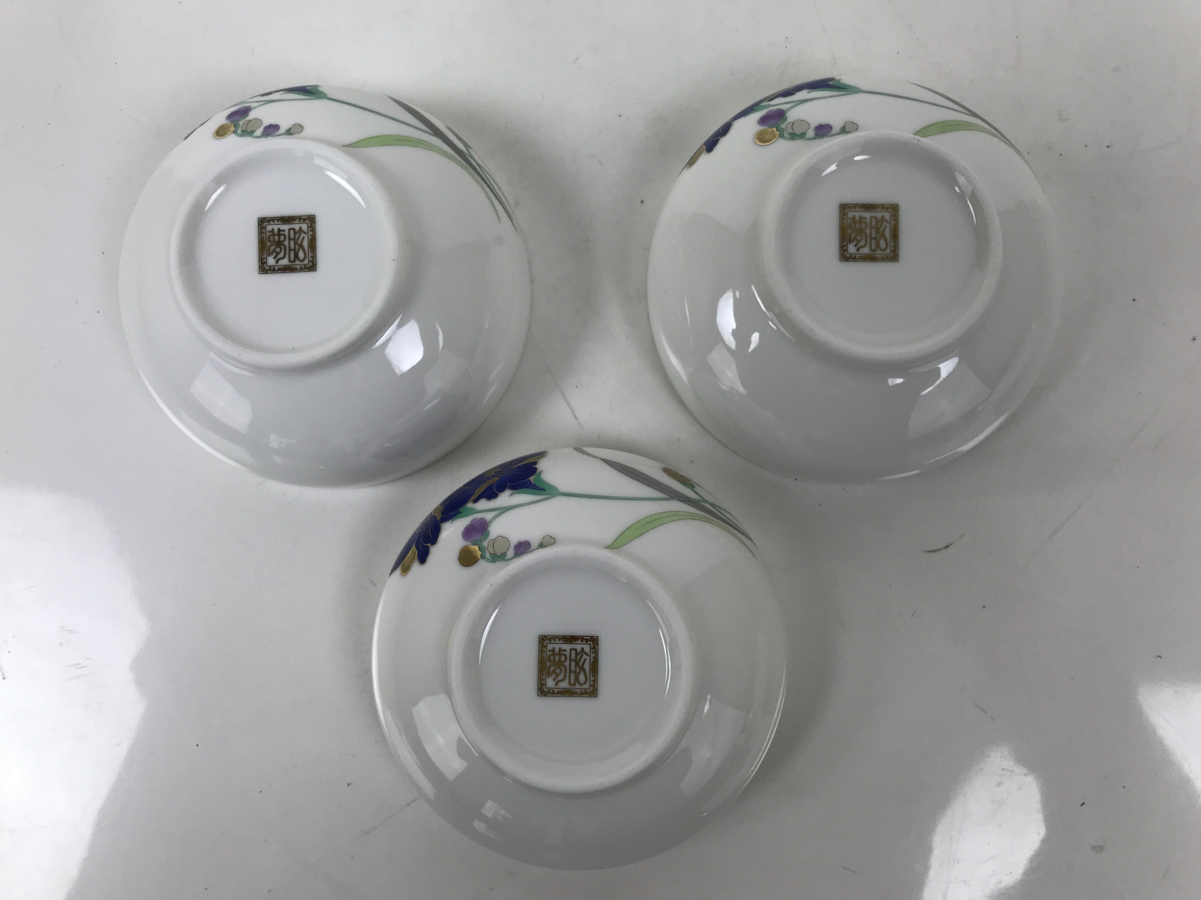 Japanese Arita Ware Porcelain Small Bowls 6pc Set Vtg Kozuke Blue Flower PX792