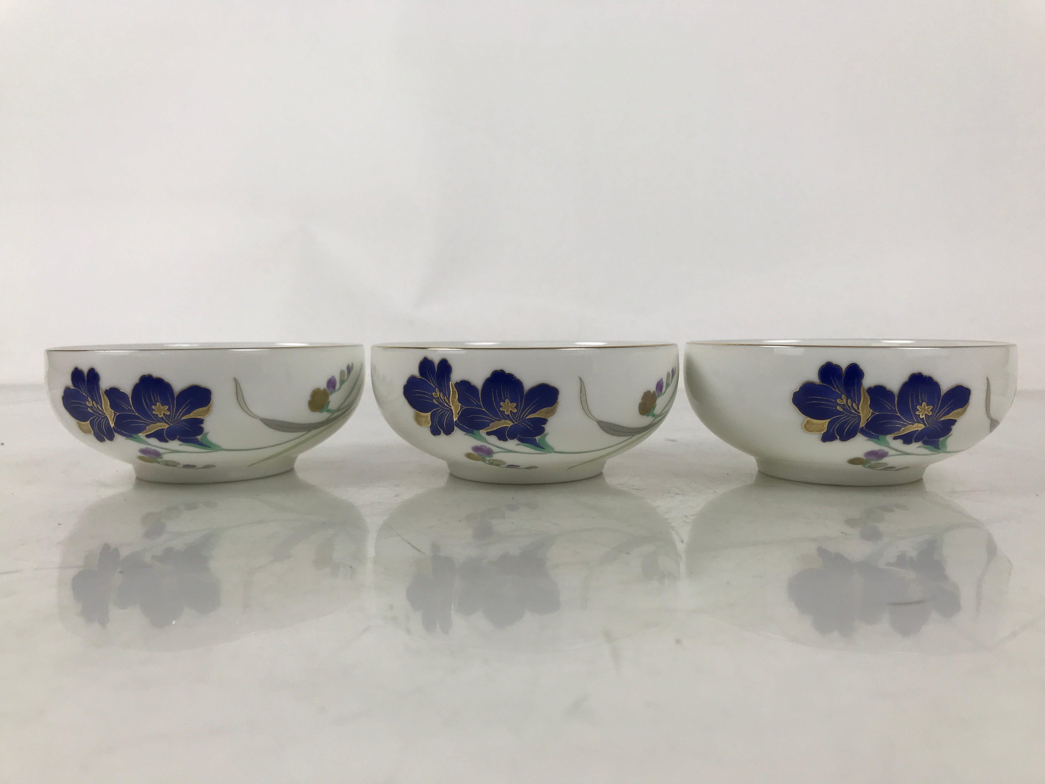 Japanese Arita Ware Porcelain Small Bowls 6pc Set Vtg Kozuke Blue Flower PX792