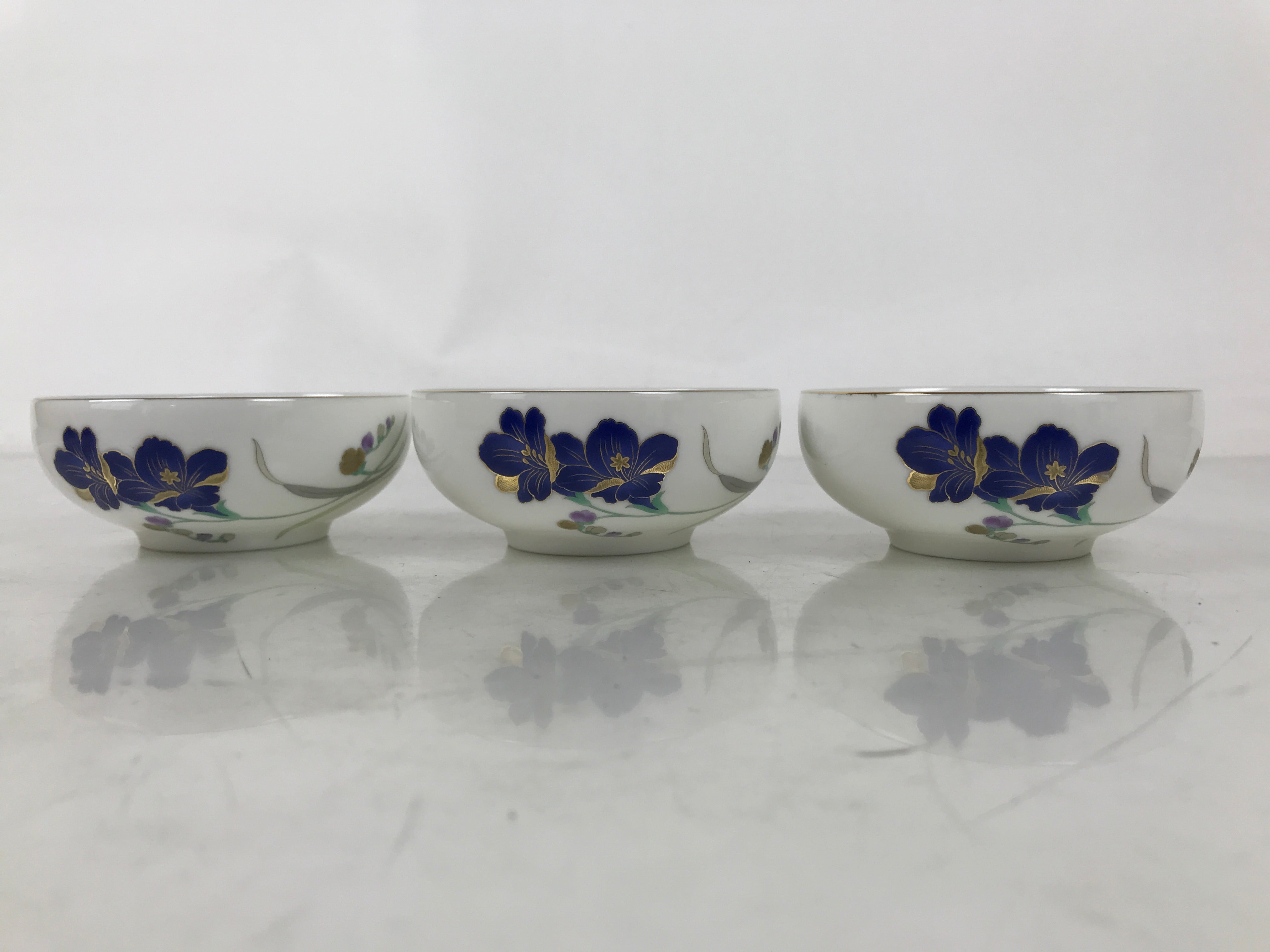 Japanese Arita Ware Porcelain Small Bowls 6pc Set Vtg Kozuke Blue Flower PX792