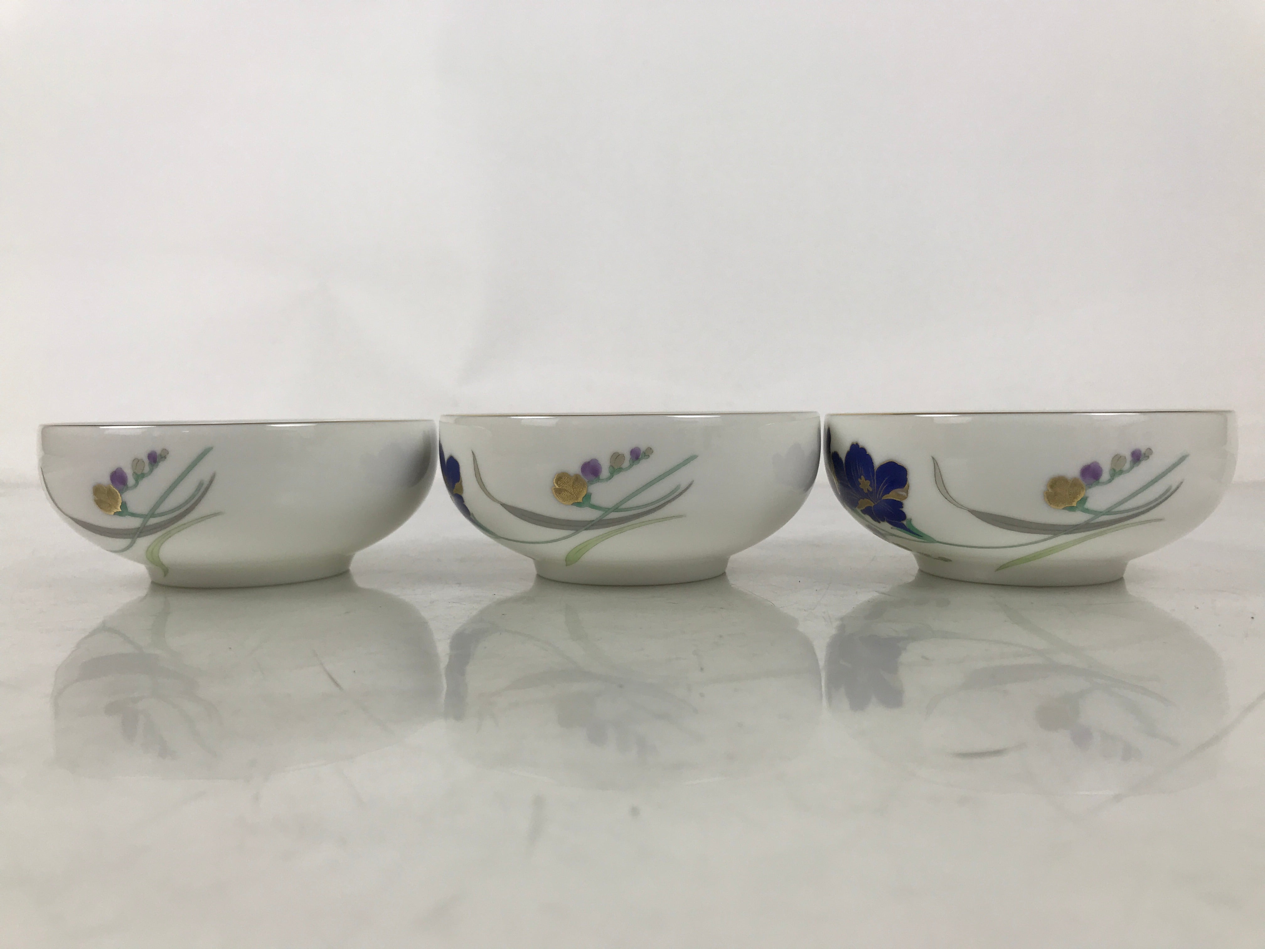Japanese Arita Ware Porcelain Small Bowls 6pc Set Vtg Kozuke Blue Flower PX792