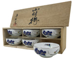 Japanese Arita Ware Porcelain Small Bowls 6pc Set Vtg Kozuke Blue Flower PX792
