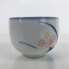 Japanese Arita Ware Porcelain Teacup Vtg Pink Iris Flower White Yunomi TC477