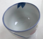 Japanese Arita Ware Porcelain Teacup Vtg Pink Iris Flower White Yunomi TC477
