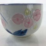 Japanese Arita Ware Porcelain Teacup Vtg Pink Iris Flower White Yunomi TC478