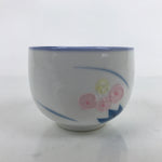 Japanese Arita Ware Porcelain Teacup Vtg Pink Iris Flower White Yunomi TC478