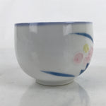 Japanese Arita Ware Porcelain Teacup Vtg Pink Iris Flower White Yunomi TC480