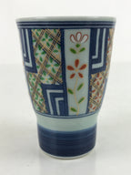Japanese Arita Ware Porcelain Teacup Vtg Sometsuke Floral Blue White TC511