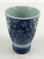 Japanese Arita Ware Porcelain Teacup Vtg Sometsuke Mountain Blue White TC510