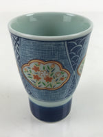 Japanese Arita Ware Porcelain Teacup Vtg Sometsuke Peony Blue White TC513