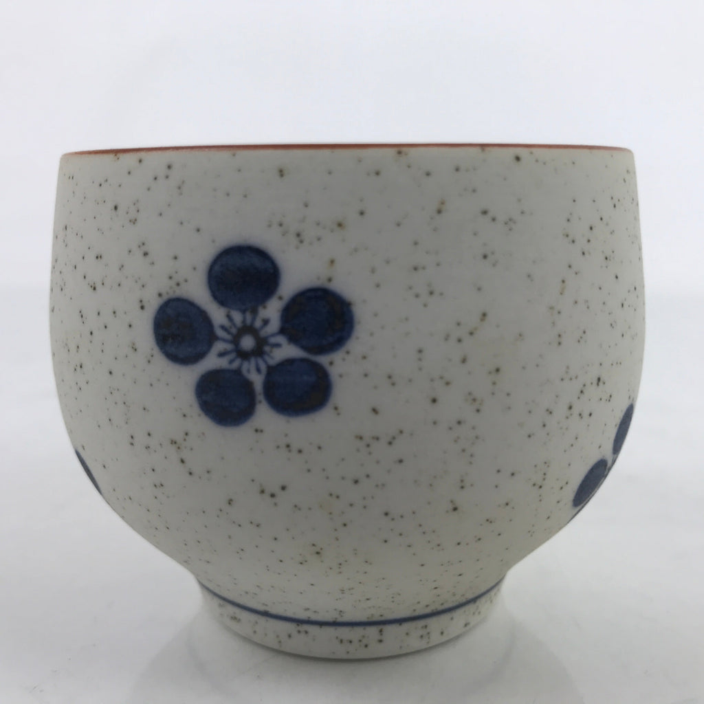 Japanese Arita Ware Porcelain Teacup Vtg White Blue Plum Blossom Yunomi TC466
