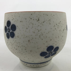 Japanese Arita Ware Porcelain Teacup Vtg White Blue Plum Blossom Yunomi TC466