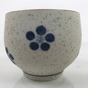 Japanese Arita Ware Porcelain Teacup Vtg White Blue Plum Blossom Yunomi TC467