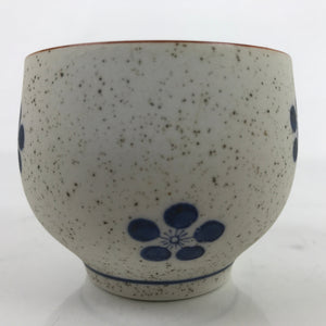 Japanese Arita Ware Porcelain Teacup Vtg White Blue Plum Blossom Yunomi TC467