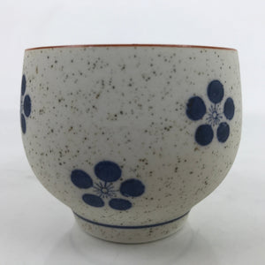 Japanese Arita Ware Porcelain Teacup Vtg White Blue Plum Blossom Yunomi TC468