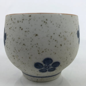 Japanese Arita Ware Porcelain Teacup Vtg White Blue Plum Blossom Yunomi TC469