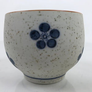 Japanese Arita Ware Porcelain Teacup Vtg White Blue Plum Blossom Yunomi TC469