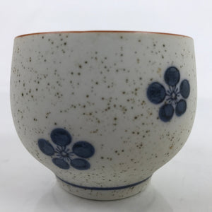 Japanese Arita Ware Porcelain Teacup Vtg White Blue Plum Blossom Yunomi TC469