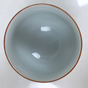 Japanese Arita Ware Porcelain Teacup Vtg White Blue Plum Blossom Yunomi TC469