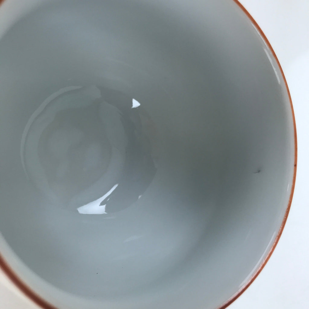 Japanese Arita Ware Porcelain Teacup Vtg White Blue Plum Blossom Yunomi TC470