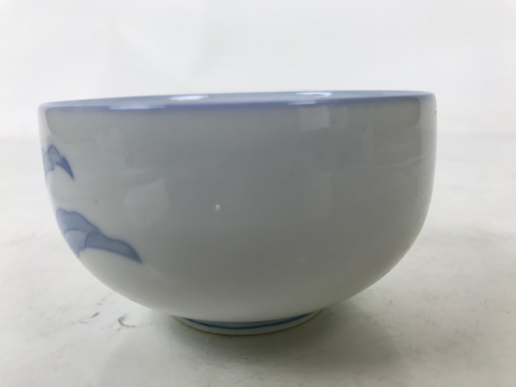 Japanese Arita Ware Porcelain Teacup Vtg Yunomi Floral White Blue Sencha TC595