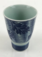 Japanese Arita Ware Porcelain Teacup Vtg Yunomi Sometsuke Blue White Leaf TC509