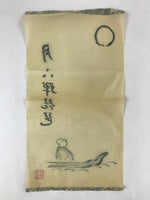 Japanese Art Calligraphy Reproduction Vtg Full Moon Boat Monk Zen Kakejiku FL262