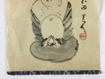 Japanese Art Calligraphy Reproduction Vtg Monk Smiling Zen Quote Kakejiku FL263