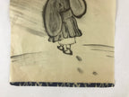 Japanese Art Calligraphy Reproduction Vtg People Walking Snow Zen Kakejiku FL266