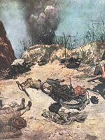 Japanese Art Print Reproduction Military Alley Smoke WWII War Paper Color FL491